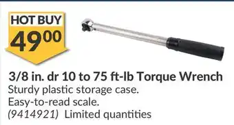 Princess Auto 3/8 in. dr 10 to 75 ft-lb Torque Wrench offer
