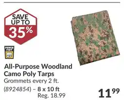 Princess Auto 8 x 10 ft. All-Purpose Woodland Camo Poly Tarps offer