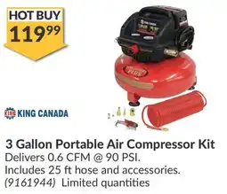 Princess Auto 3 Gallon Portable Air Compressor Kit offer