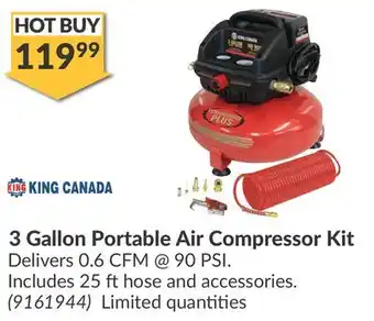 Princess Auto 3 Gallon Portable Air Compressor Kit offer