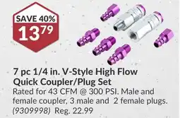 Princess Auto 7 pc 1/4 in. V-Style High Flow Quick Coupler/Plug Set offer