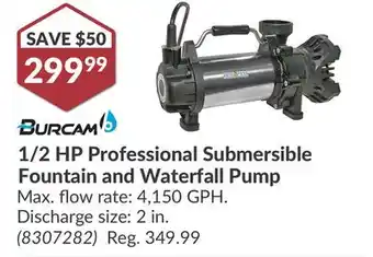 Princess Auto 1/2 HP Professional Submersible Fountain and Waterfall Pump offer