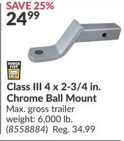 Princess Auto Class III 4 x 2-3/4 in. Chrome Ball Mount offer