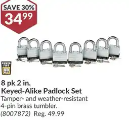 Princess Auto 8 pk 2 in. Keyed-Alike Padlock Set offer