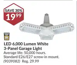 Princess Auto LED 6,000 Lumen White 3-Panel Garage Light offer
