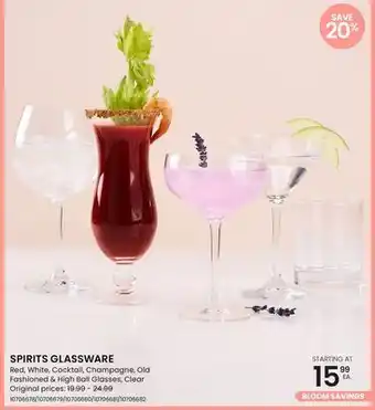 Stokes SPIRITS GLASSWARE Red, White, Cocktail, Champagne, Old Fashioned & High Ball Glasses offer
