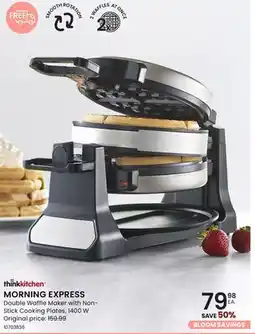 Stokes MORNING EXPRESS Double Waffle Maker with Non- Stick Cooking Plates offer