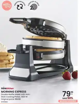 Stokes MORNING EXPRESS Double Waffle Maker with Non- Stick Cooking Plates offer