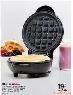 Stokes MINI thinkkitchen Mini Waffle Maker with Non- Stick Cooking Plates offer