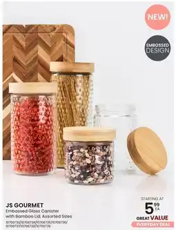 Stokes JS GOURMET Embossed Glass Canister with Bamboo Lid offer