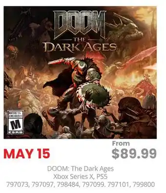 GameStop DOOM: The Dark Ages Xbox Series X, PS5 offer