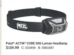 Cabela's Petzl ACTIK CORE 600-Lumen Headlamp offer