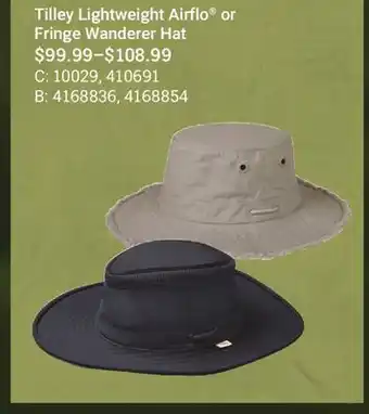 Cabela's Tilley Lightweight Airflo or Fringe Wanderer Hat offer