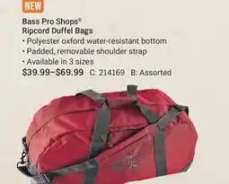 Cabela's Bass Pro Shops Ripcord Duffel Bags offer