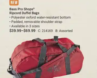 Cabela's Bass Pro Shops Ripcord Duffel Bags offer