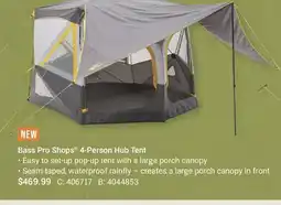 Cabela's Bass Pro Shops 4-Person Hub Tent offer