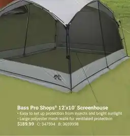 Cabela's Bass Pro Shops 12' x10' Screenhouse offer