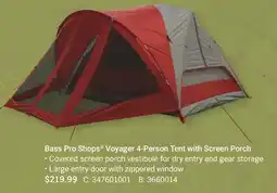Cabela's Bass Pro Shops Voyager 4-Person Tent with Screen Porch offer