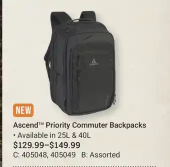 Cabela's Ascend Priority Commuter Backpacks offer