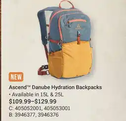 Cabela's Ascend Danube Hydration Backpacks offer