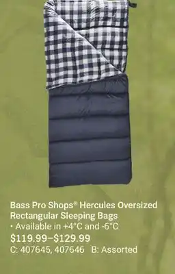Cabela's Bass Pro Shops Hercules Oversized Rectangular Sleeping Bags offer