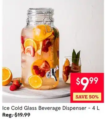 Kitchen Stuff Plus Ice Cold Glass Beverage Dispenser - 4 L offer