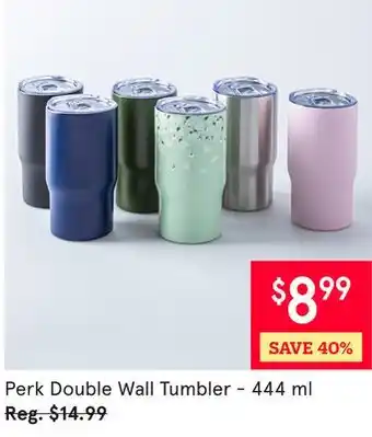 Kitchen Stuff Plus Perk Double Wall Tumbler - 444 ml offer
