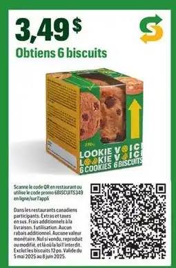 Subway Obtiens 6 biscuits offer