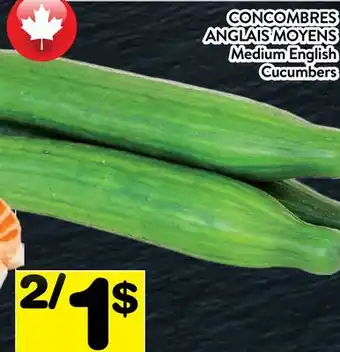 Supermarché PA CONCOMBRES ANGLAIS MOYENS | Medium English Cucumbers offer