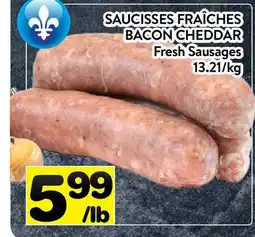 Supermarché PA SAUCISSES FRAÎCHES BACON CHEDDAR | FRESH SAUSAGES offer