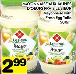 Supermarché PA MAYONNAISE AUX JAUNES D'OEUFS FRAIS LE SIEUR | MAYONNAISE WITH FRESH EGG YOLKS offer