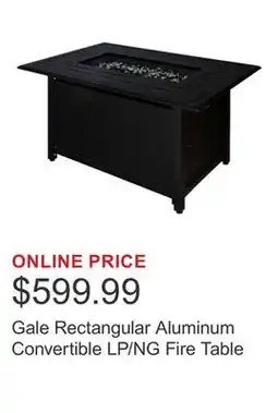Costco Gale Rectangular Aluminum Convertible LP/NG Fire Table offer