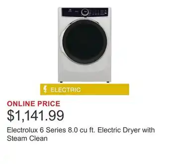 Costco Electrolux 6 Series 8.0 cu ft. Electric Dryer with Steam Clean offer