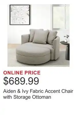 Costco Aiden & Ivy Fabric Accent Chair with Storage Ottoman offer