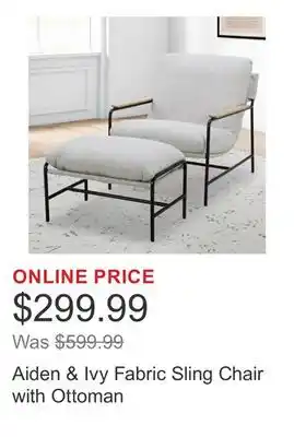 Costco Aiden & Ivy Fabric Sling Chair with Ottoman offer