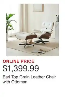 Costco Earl Top Grain Leather Chair with Ottoman offer