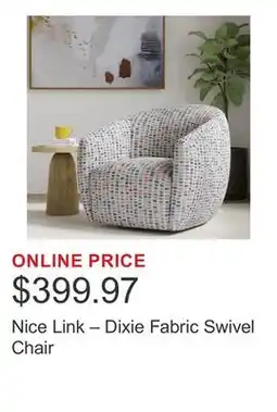 Costco Nice Link – Dixie Fabric Swivel Chair offer