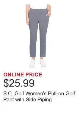 Costco S.C. Golf Women's Pull-on Golf Pant with Side Piping offer