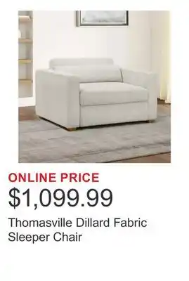 Costco Thomasville Dillard Fabric Sleeper Chair offer
