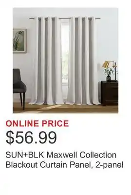 Costco SUN+BLK Maxwell Collection Blackout Curtain Panel, 2-panel offer