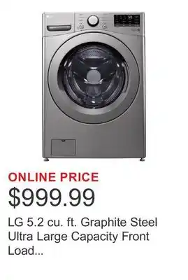 Costco LG 5.2 cu. ft. Graphite Steel Ultra Large Capacity Front Load Washer with 6Motion Technology offer