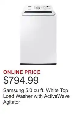 Costco Samsung 5.0 cu ft. White Top Load Washer with ActiveWave Agitator offer