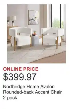 Costco Northridge Home Avalon Rounded-back Accent Chair 2-pack offer