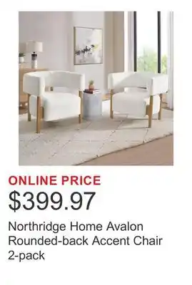 Costco Northridge Home Avalon Rounded-back Accent Chair 2-pack offer