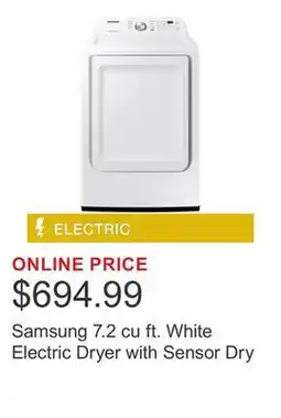 Costco Samsung 7.2 cu ft. White Electric Dryer with Sensor Dry offer