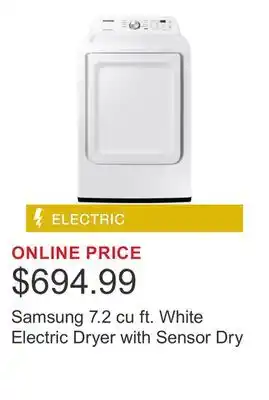 Costco Samsung 7.2 cu ft. White Electric Dryer with Sensor Dry offer