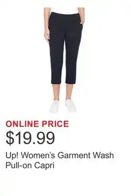 Costco Up! Women's Garment Wash Pull-on Capri offer