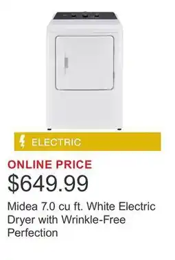 Costco Midea 7.0 cu ft. White Electric Dryer with Wrinkle-Free Perfection offer