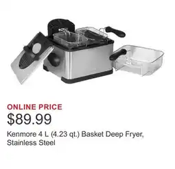 Costco Kenmore 4 L (4.23 qt.) Basket Deep Fryer, Stainless Steel offer