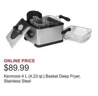 Costco Kenmore 4 L (4.23 qt.) Basket Deep Fryer, Stainless Steel offer